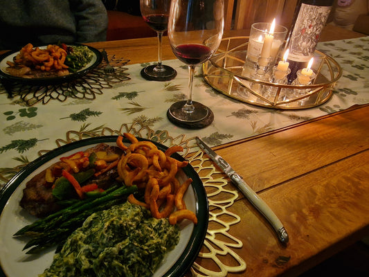 Candlelight dinner at home using Leaf Me To Relax Table Runner 