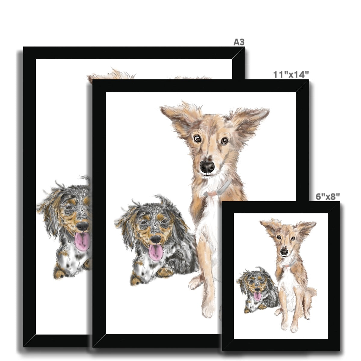 Customer Requests Nicky & Eevee Pet Portrait  Framed Print