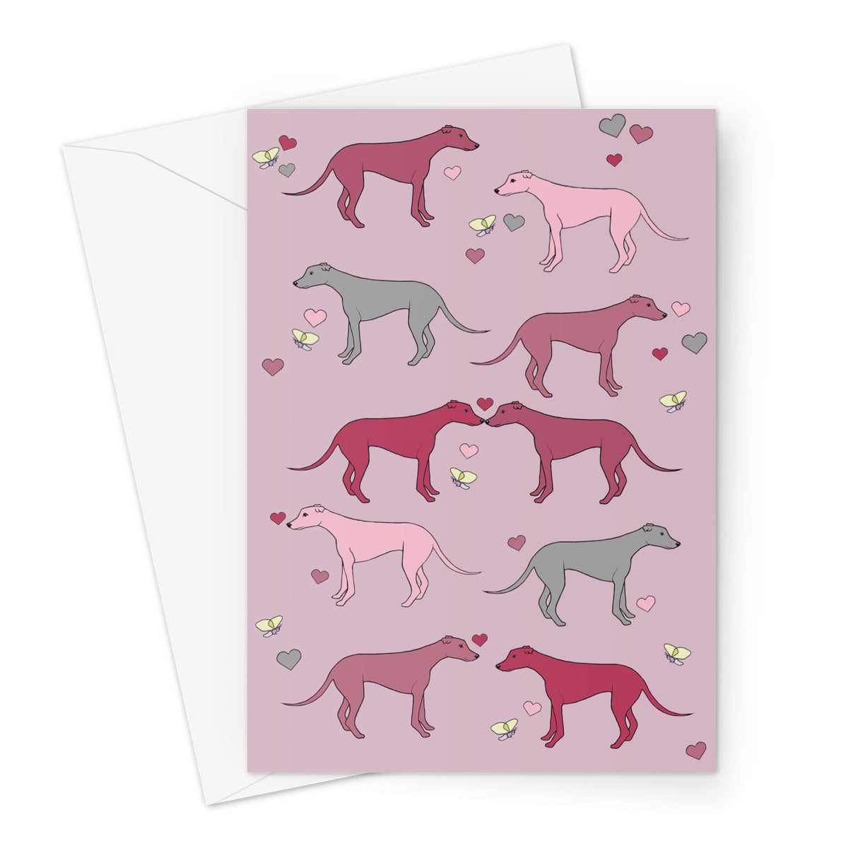 Greyhound Love Rainbow Dogs  Greeting Card