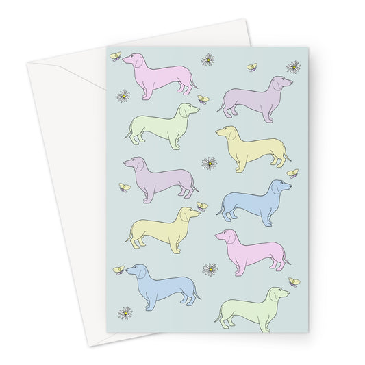 Rainbow Dachshunds Rainbow Dogs  Greeting Card