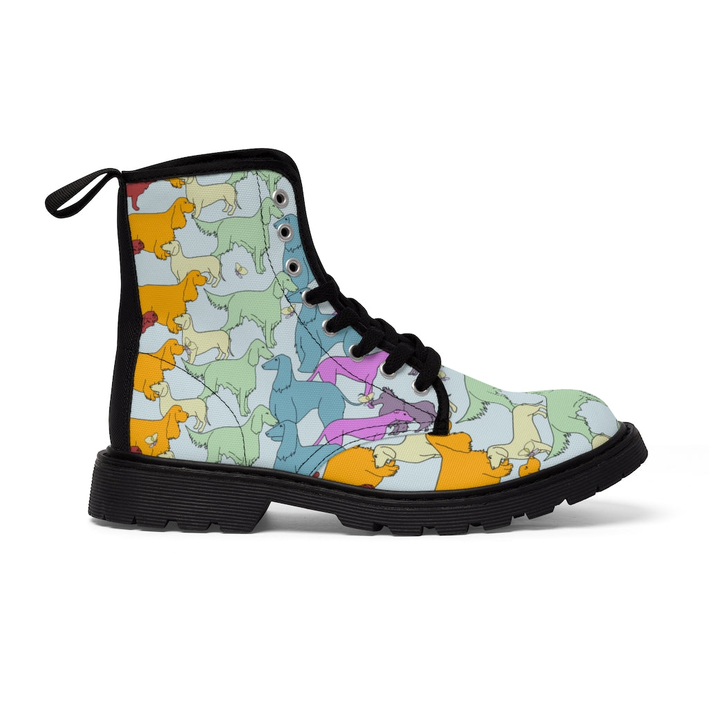 Rainbow Dogs Together Women's Canvas Boots