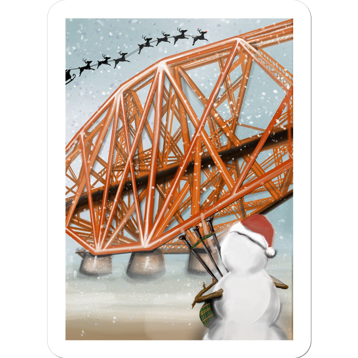 Forth Bridge Bagpiper  Sticker