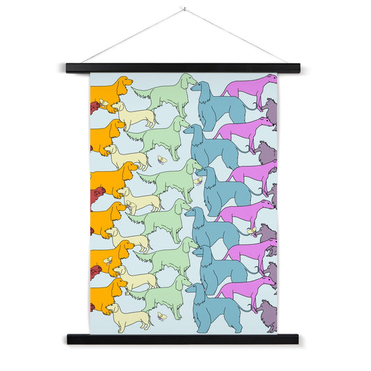 Rainbow Dogs Together  Fine Art Print with Hanger