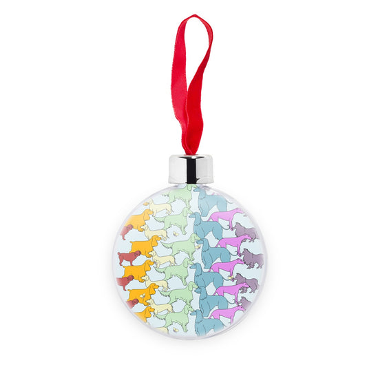 Rainbow Dogs Together  Transparent Christmas bauble