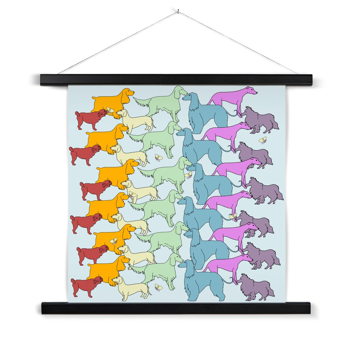 Rainbow Dogs Together  Fine Art Print with Hanger