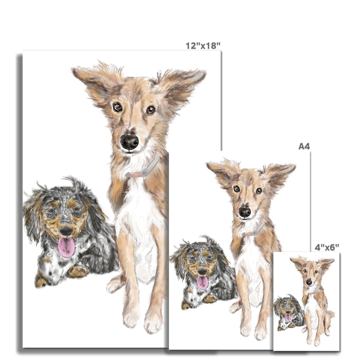 Customer Requests Nicky & Eevee Pet Portrait  Fine Art Print