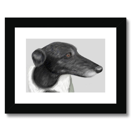 Greyhound Portrait Framed & Mounted Print