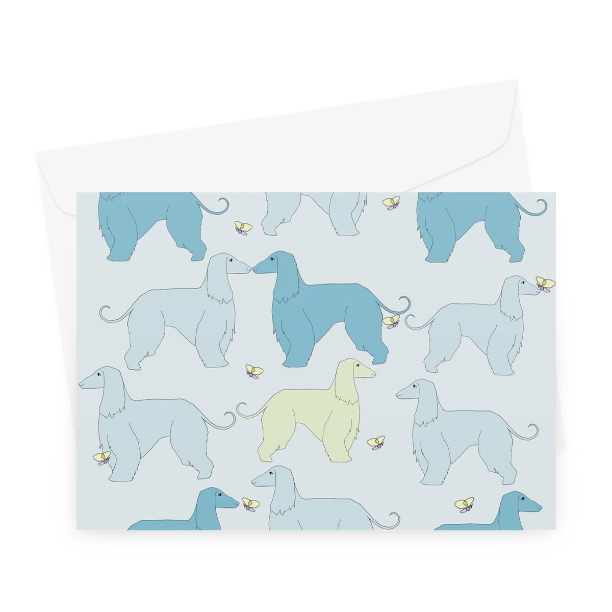 Afghan Breeze Rainbow Dogs Greeting Card