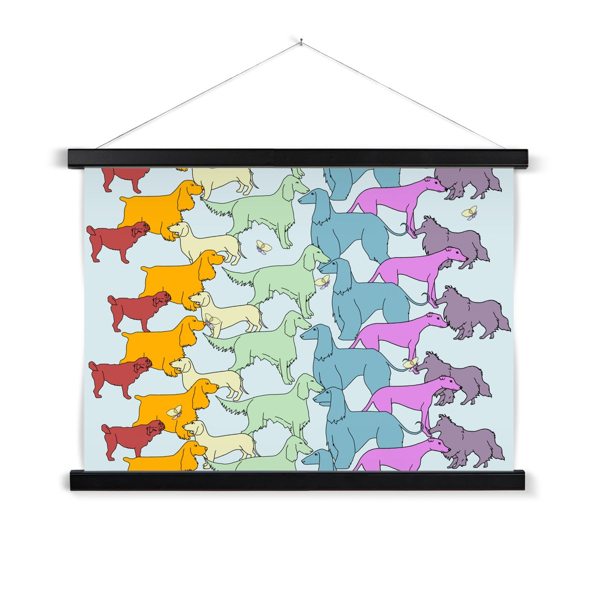 Rainbow Dogs Together  Fine Art Print with Hanger