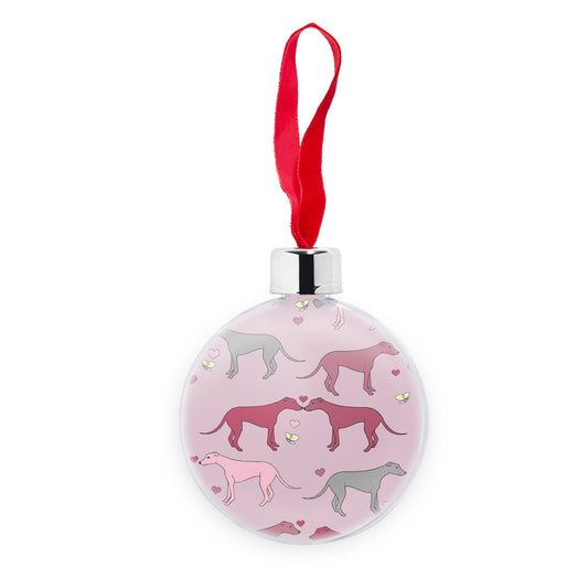 Greyhound Love Rainbow Dogs  Transparent Christmas bauble