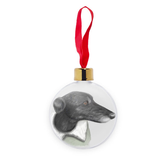 Greyhound Portrait Transparent Christmas bauble