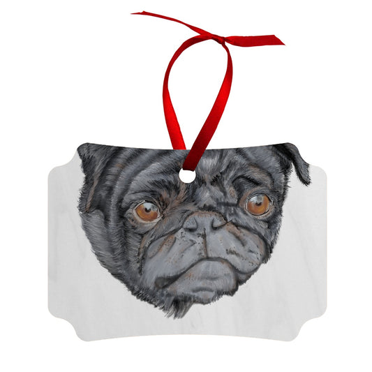 Pug Portrait  Wood Ornament