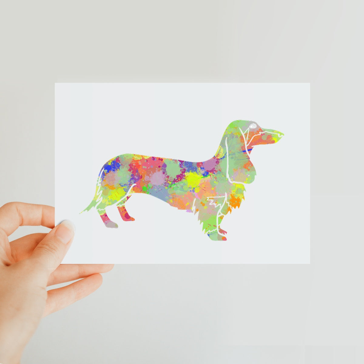 Rainbow Splash Sausage Dog Classic Postcard