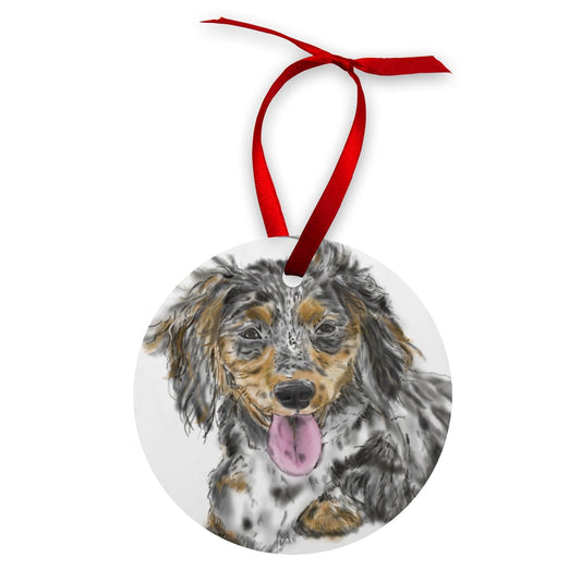 Dachshund Cross Portrait  Wood Ornament