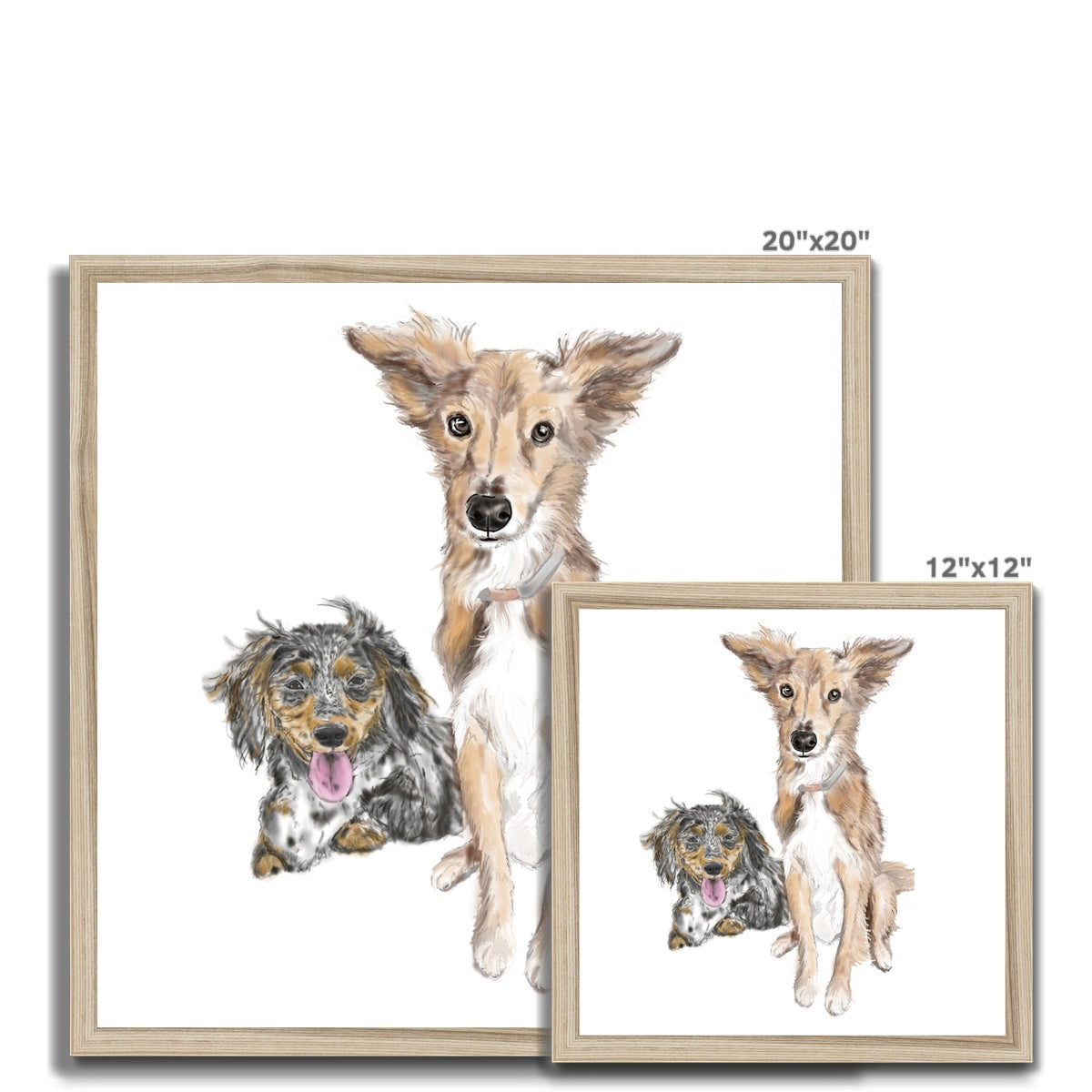 Customer Requests Nicky & Eevee Pet Portrait  Framed Print