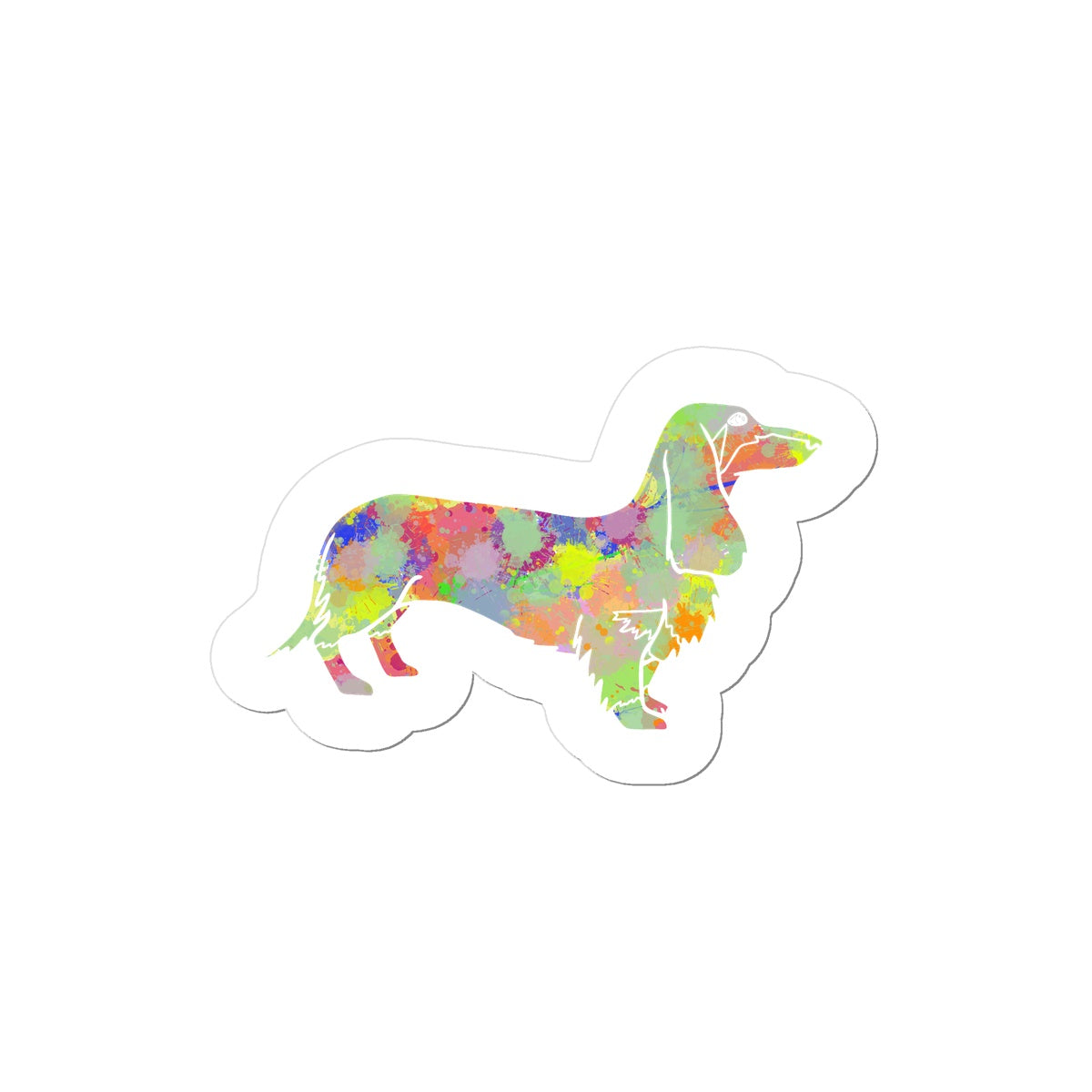 Rainbow Splash Sausage Dog Sticker