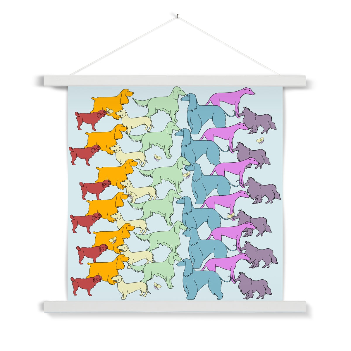 Rainbow Dogs Together  Fine Art Print with Hanger