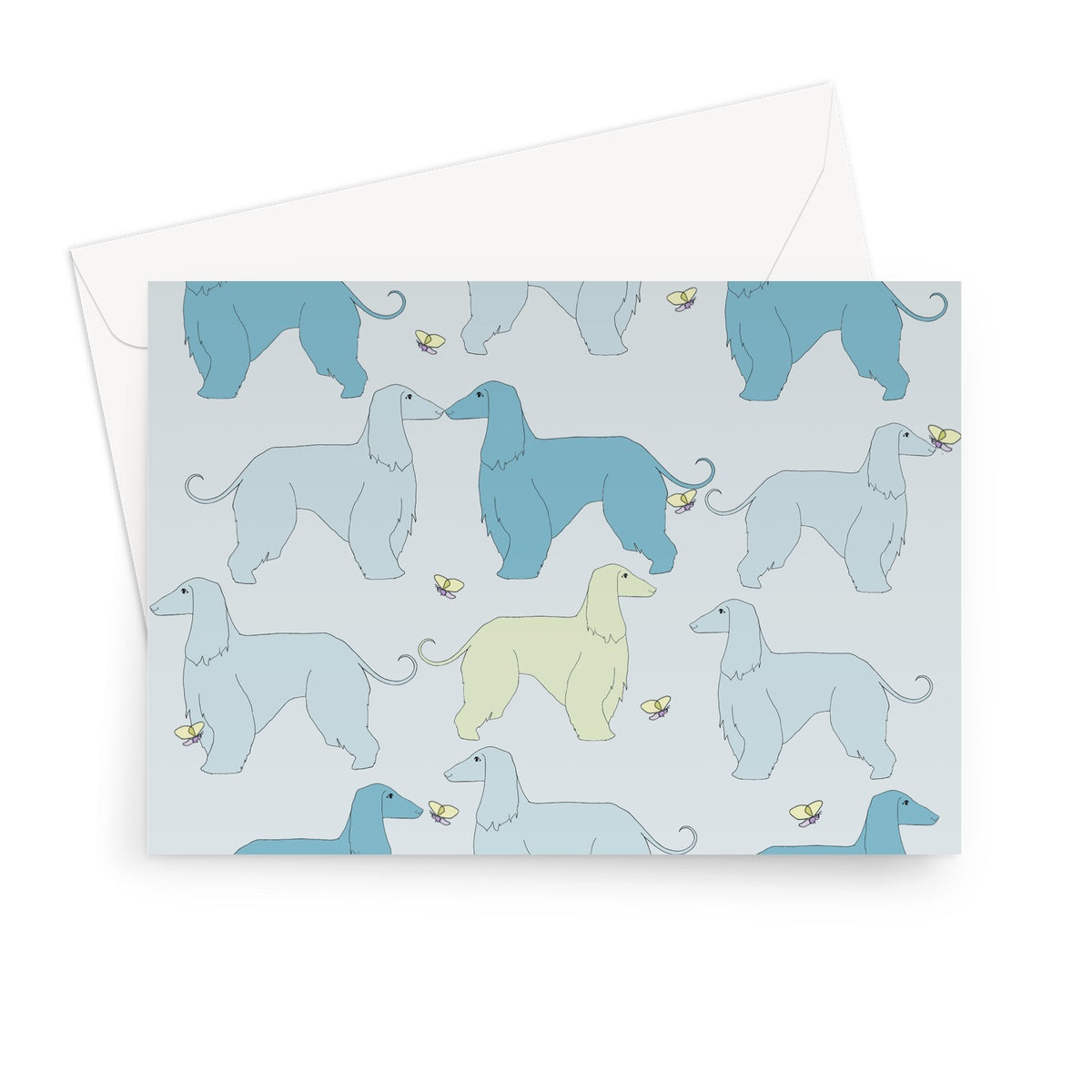 Afghan Breeze Rainbow Dogs Greeting Card