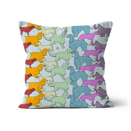 Rainbow Dogs Together  Cushion