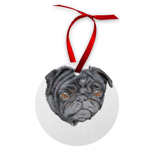 Pug Portrait  Wood Ornament