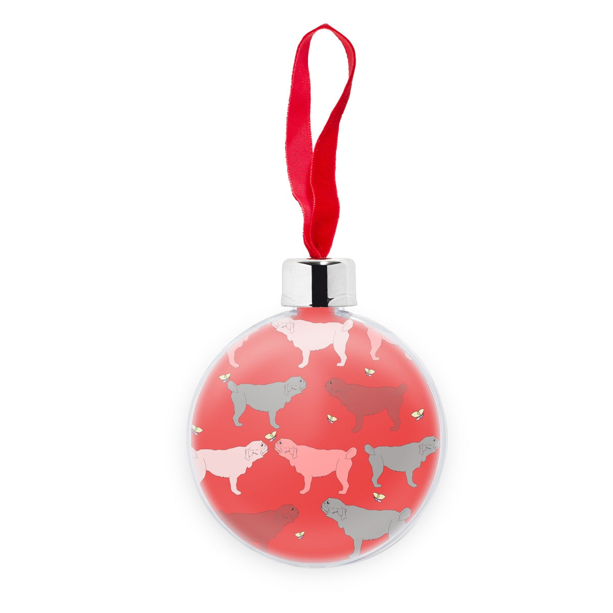 Rainbow Dogs Pug  Transparent Christmas bauble