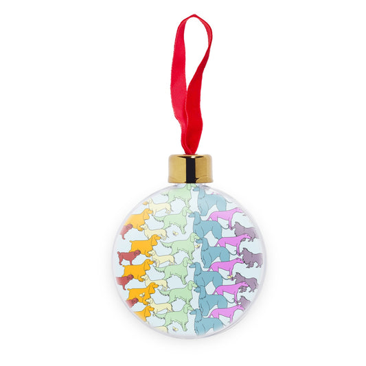 Rainbow Dogs Together  Transparent Christmas bauble