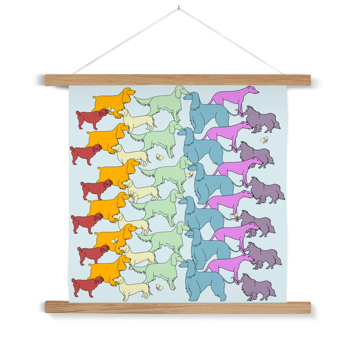 Rainbow Dogs Together  Fine Art Print with Hanger