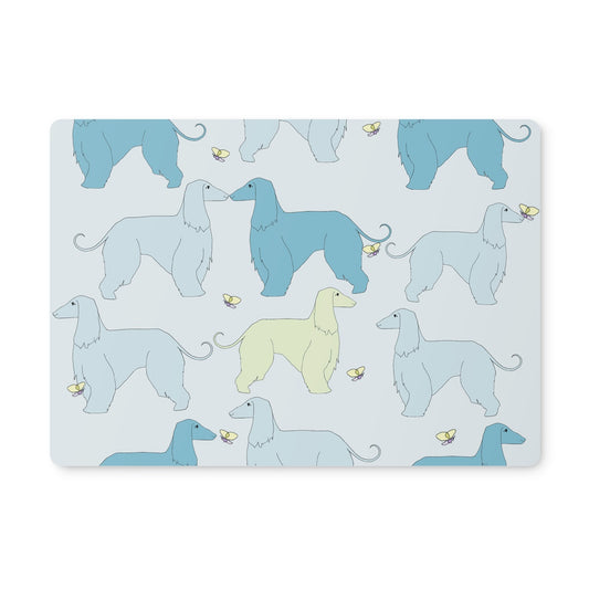Great for adding a personal touch around the dinner table, our placemats are an ideal addition to your home and living collection. Afghan Hound in a beautiful sea breeze palette, part of the Rainbow Dogs design range by Figg-Arnold Fine Arts.