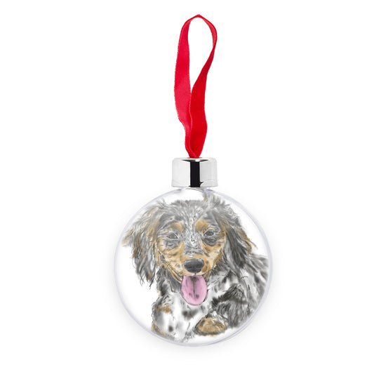 Dachshund Cross Portrait  Transparent Christmas bauble