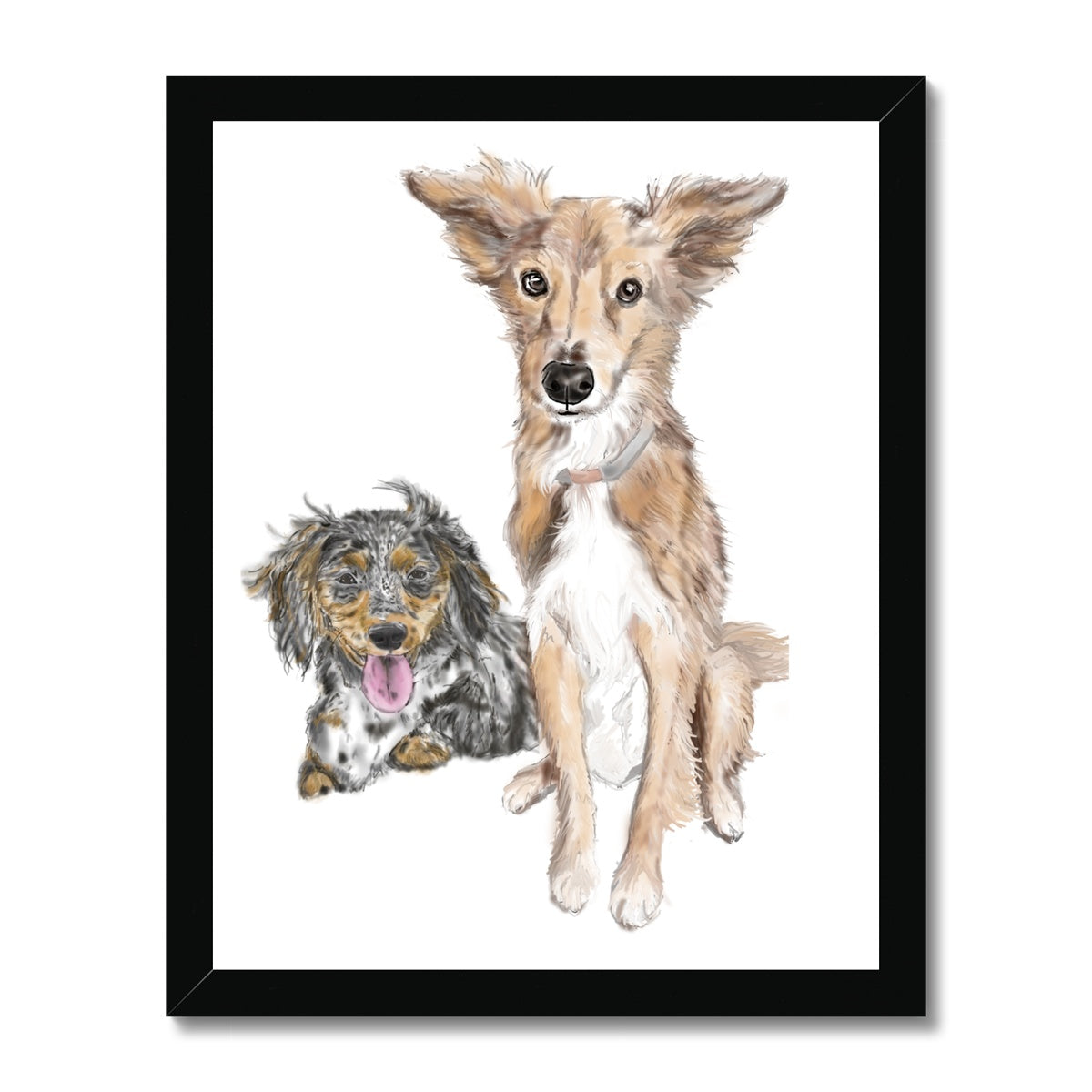 Customer Requests Nicky & Eevee Pet Portrait  Framed Print