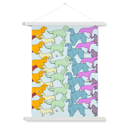 Rainbow Dogs Together  Fine Art Print with Hanger
