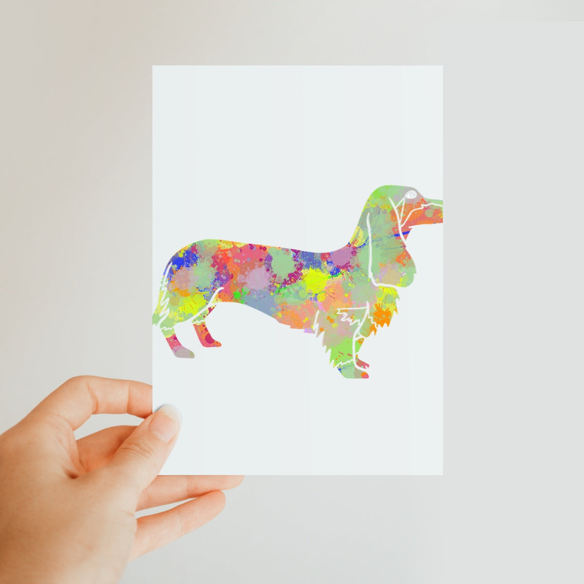 Rainbow Splash Sausage Dog Classic Postcard