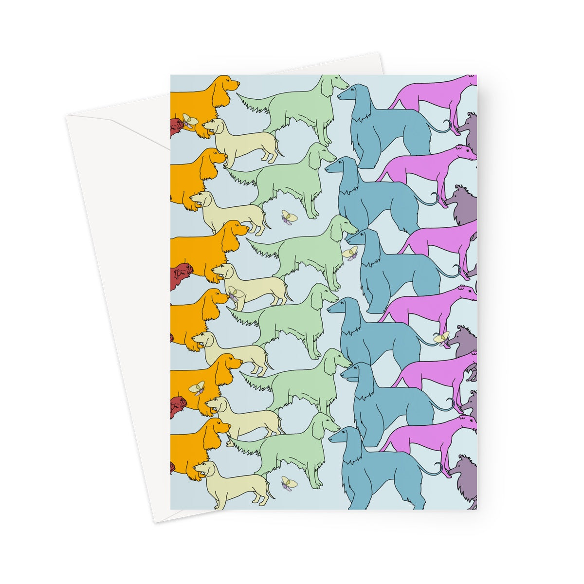 Rainbow Dogs Together  Greeting Card