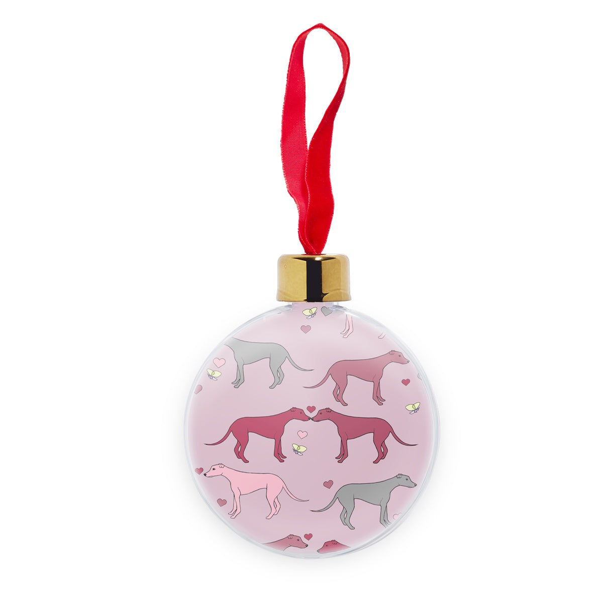 Greyhound Love Rainbow Dogs  Transparent Christmas bauble