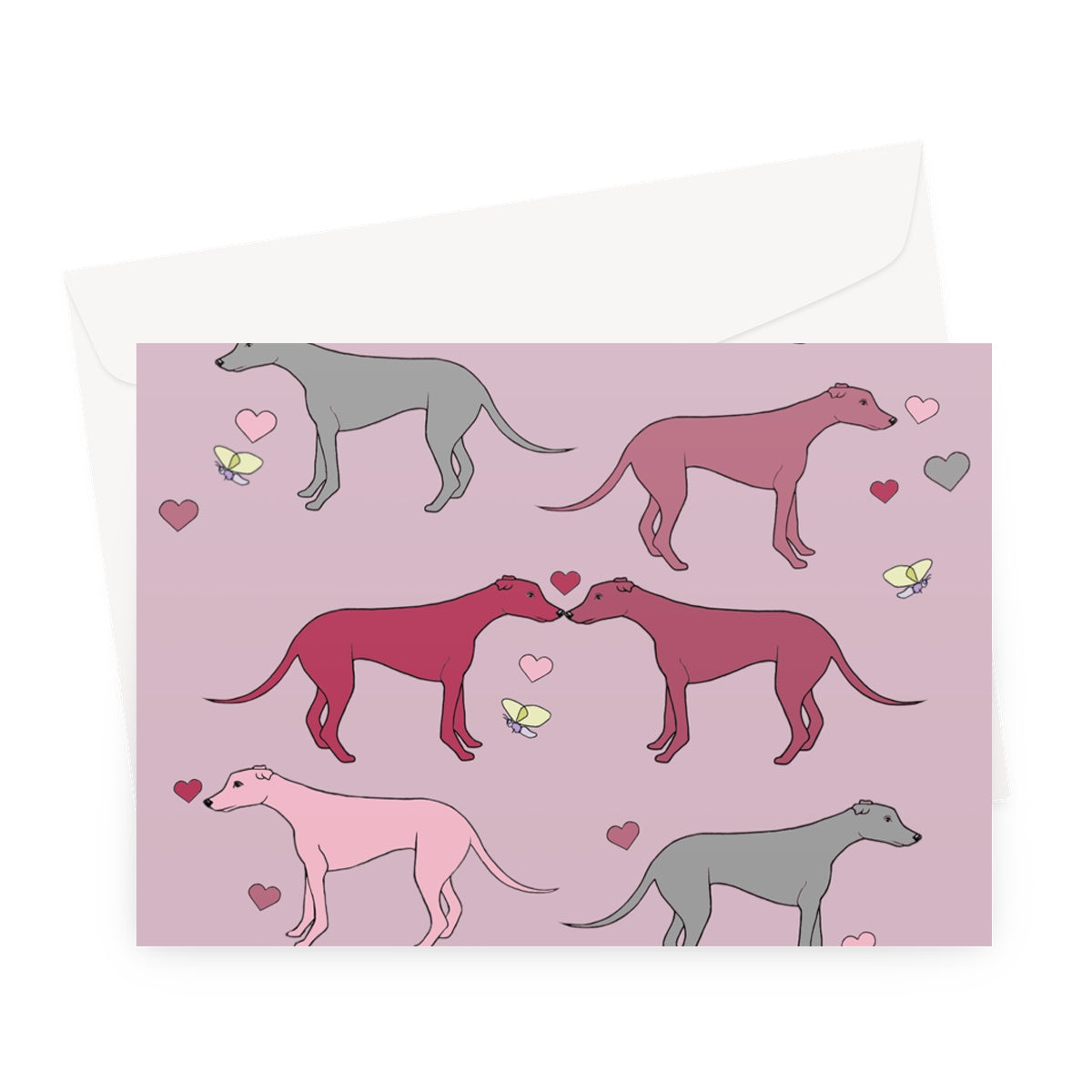 Greyhound Love Rainbow Dogs  Greeting Card