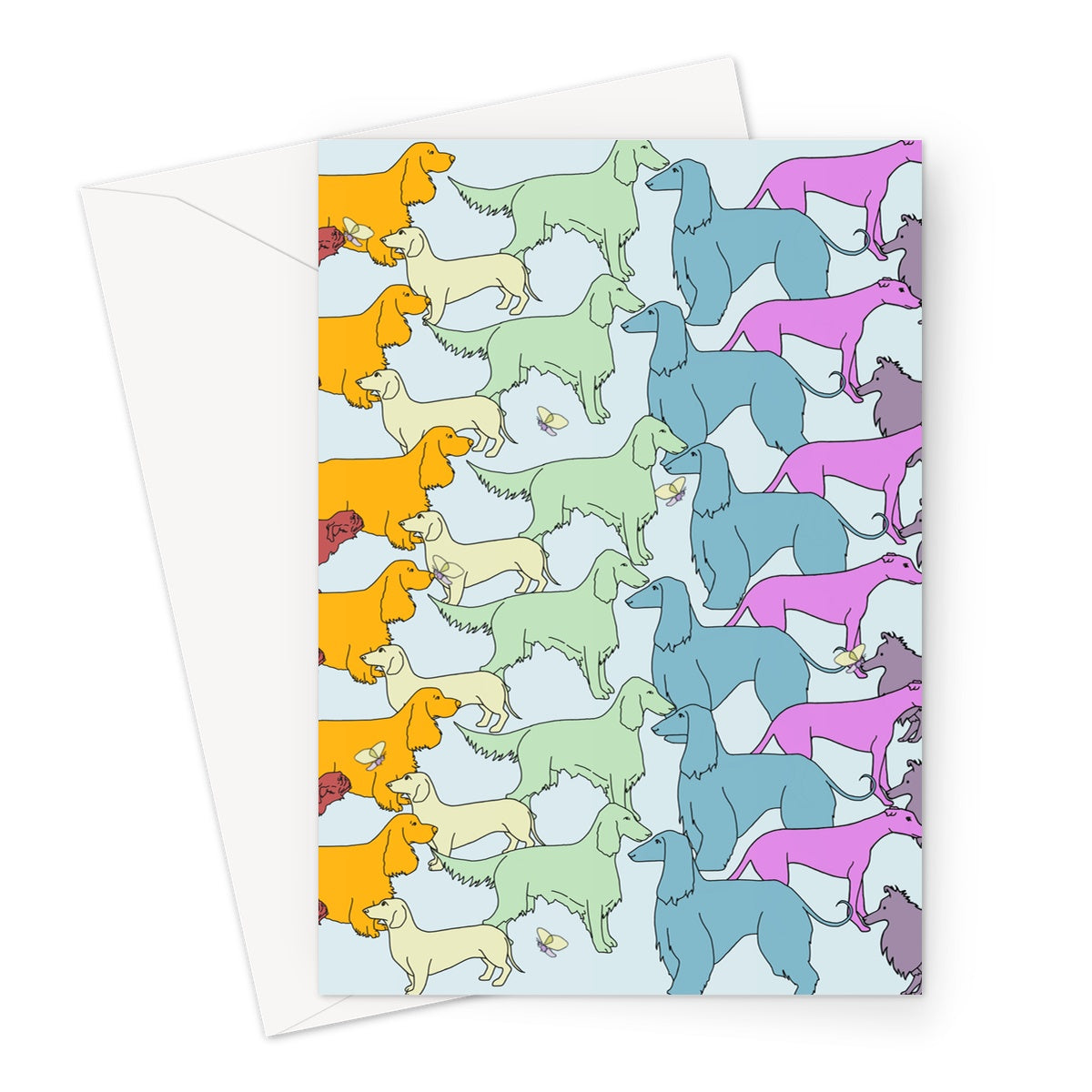 Rainbow Dogs Together  Greeting Card