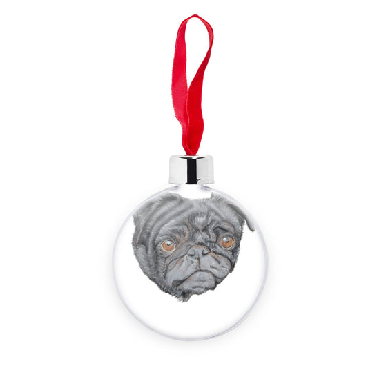 Pug Portrait  Transparent Christmas bauble