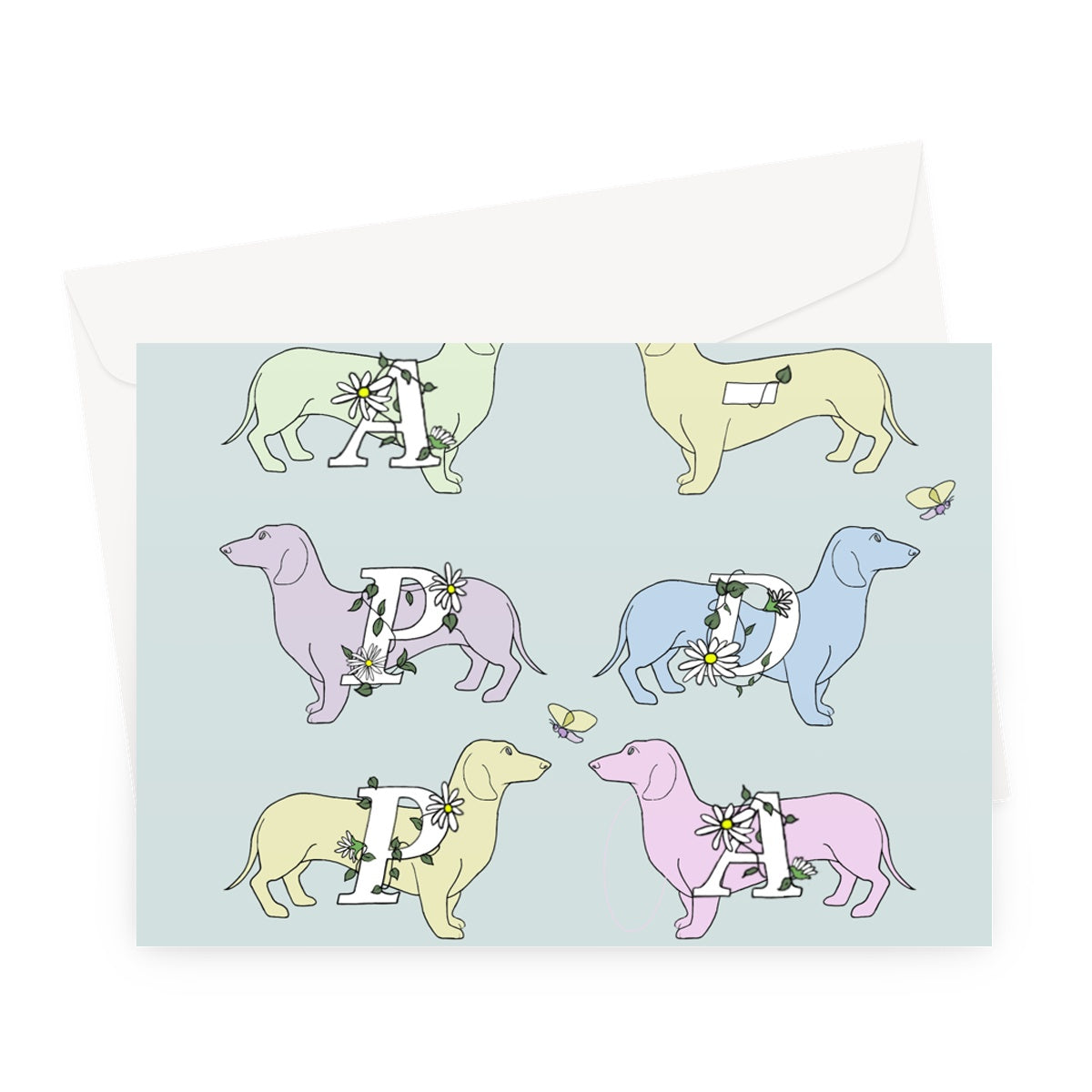 Rainbow Dogs Dachshund Birthday Greetings Card Greeting Card