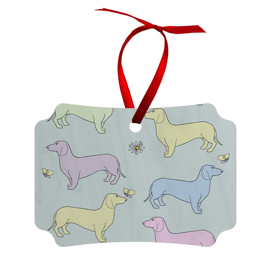 Rainbow Dachshunds Rainbow Dogs  Wood Ornament