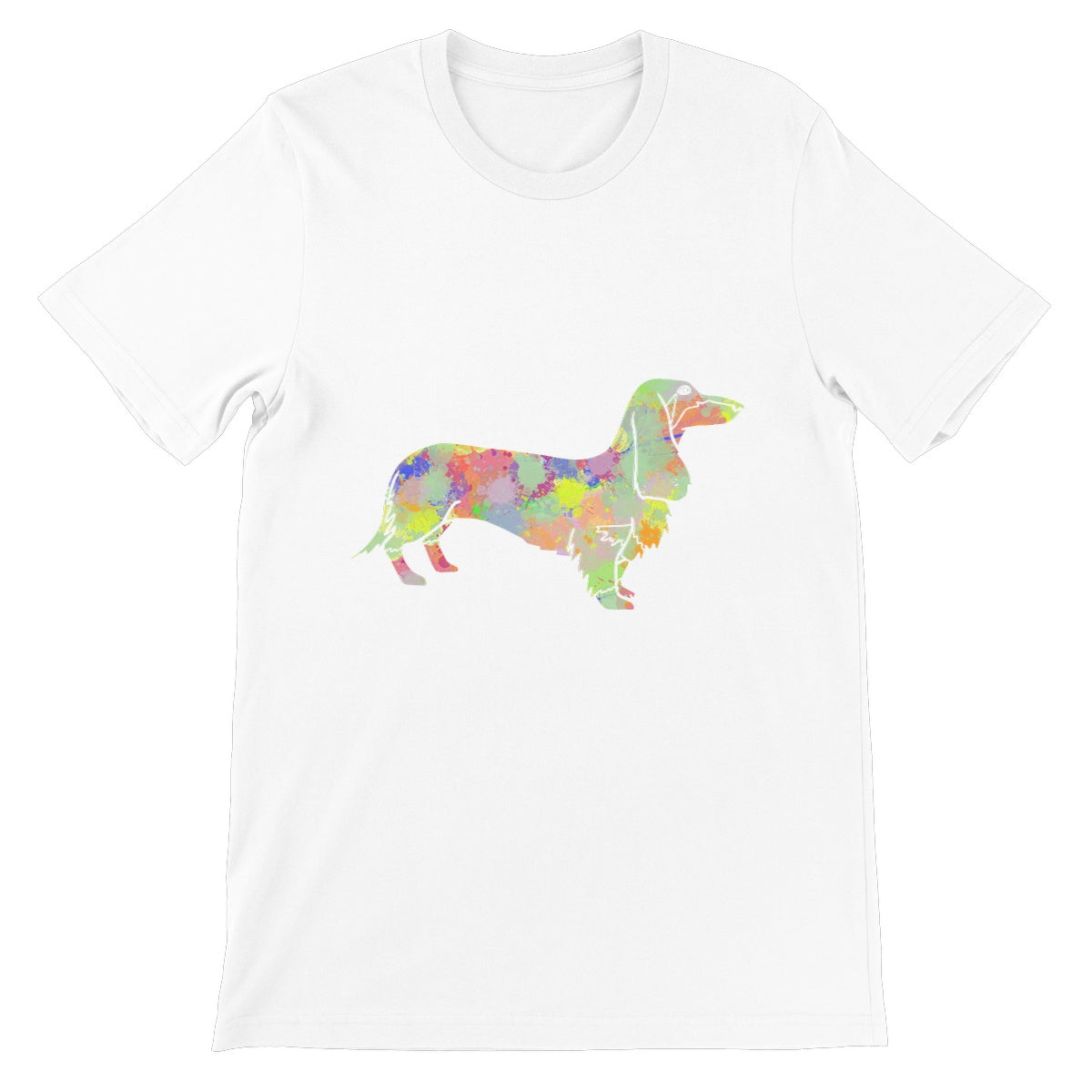 Rainbow Splash Sausage Dog Unisex Short Sleeve T-Shirt