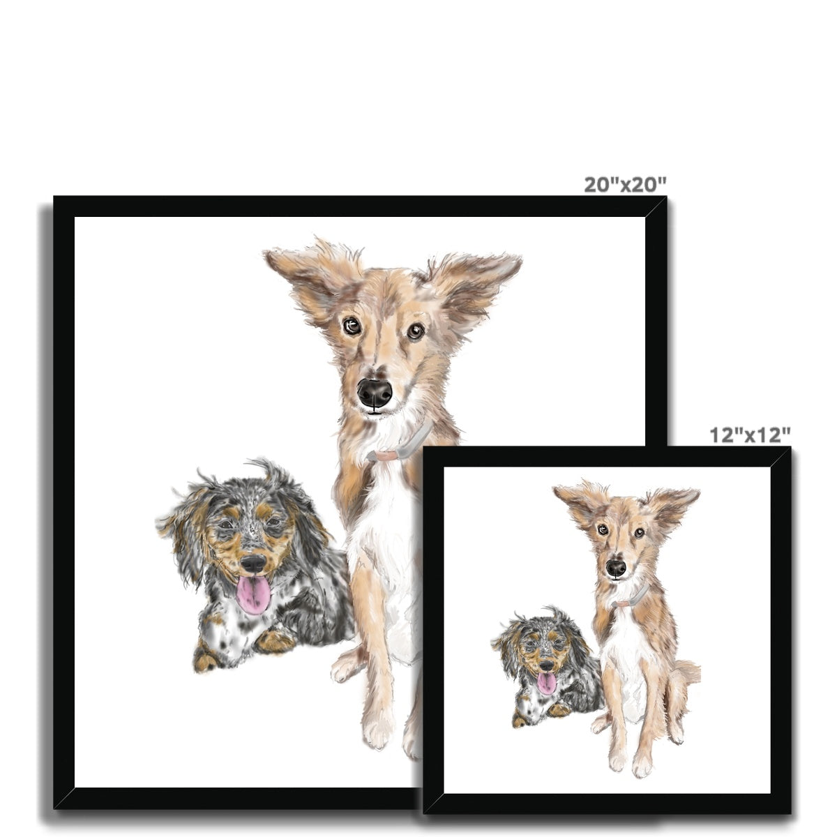 Customer Requests Nicky & Eevee Pet Portrait  Framed Print