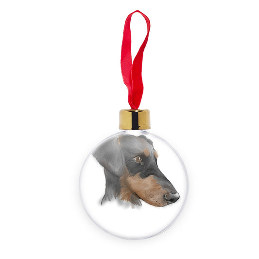 Dobermann Portrait  Transparent Christmas bauble