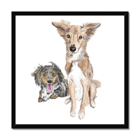 Customer Requests Nicky & Eevee Pet Portrait  Framed Print