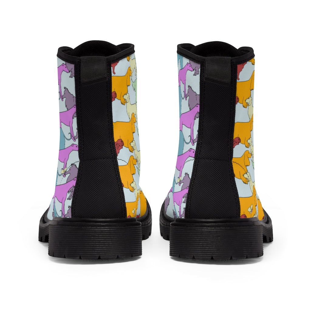 Rainbow Dogs Together Women's Canvas Boots