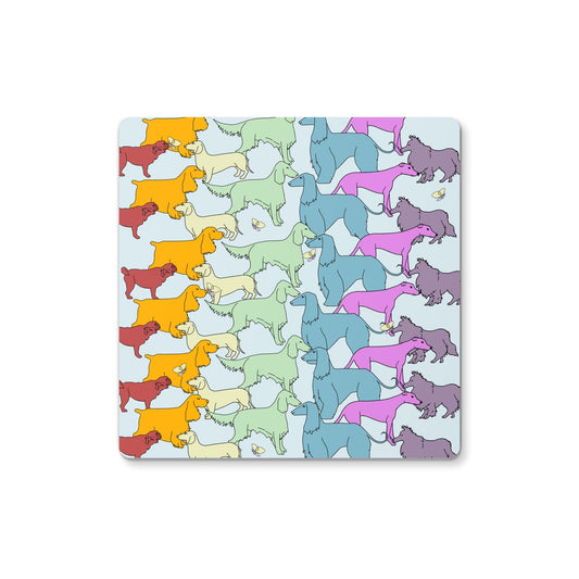 Rainbow Dogs Together  Coaster