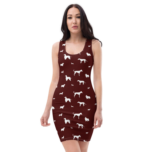 Polkadogs Burgundy Fitted Dress