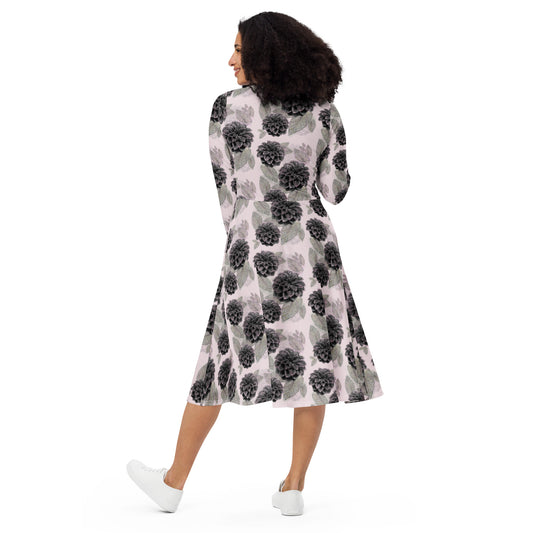 Dahlia Daze long sleeve midi dress