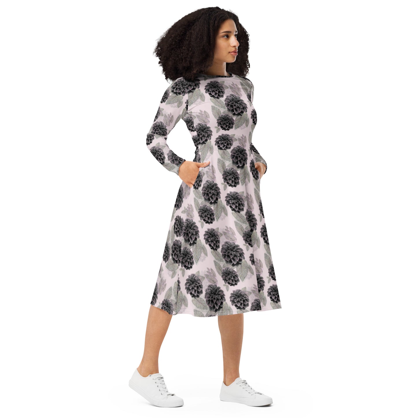 Dahlia Daze long sleeve midi dress