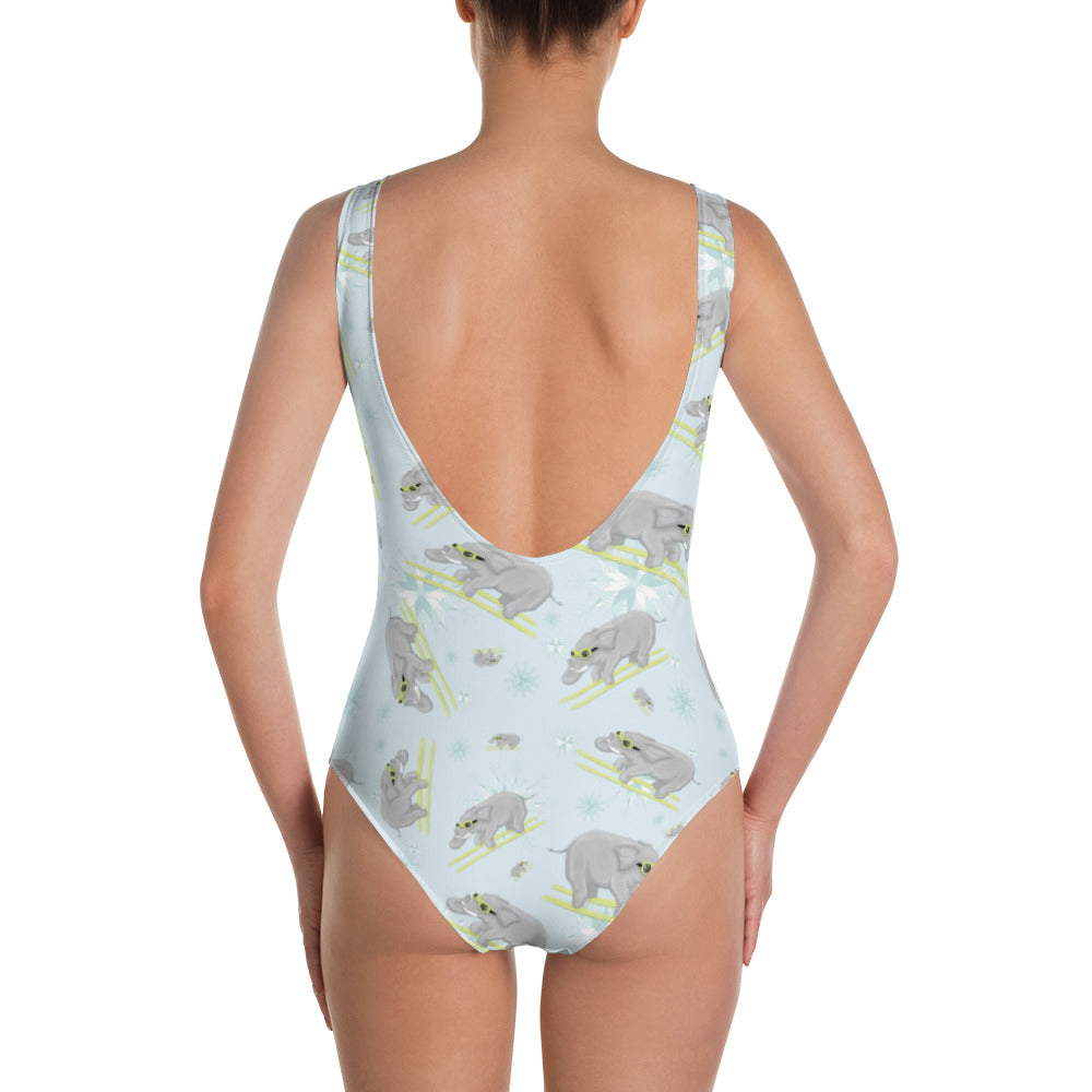 If you've never seen an elephant ski One-Piece Swimsuit