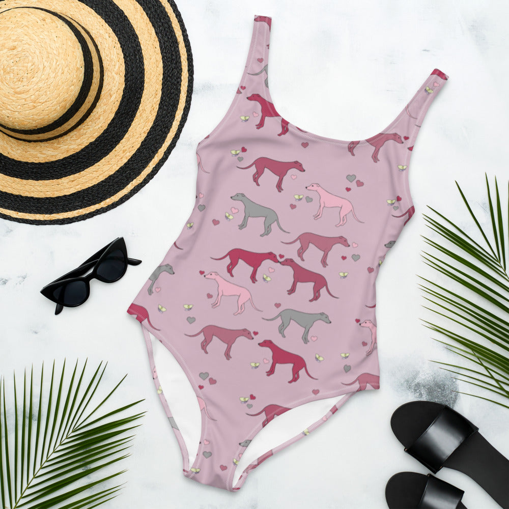 Rainbow Dogs Love Greyhound One-Piece Swimsuit